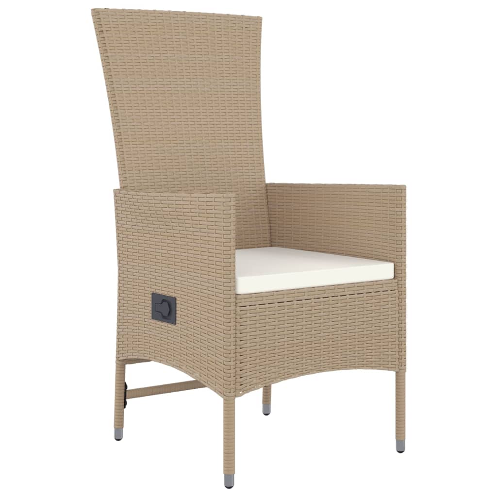 Set Da Pranzo Da Giardino 5 Pz Con Cuscini Beige In Polyrattan - Image 5