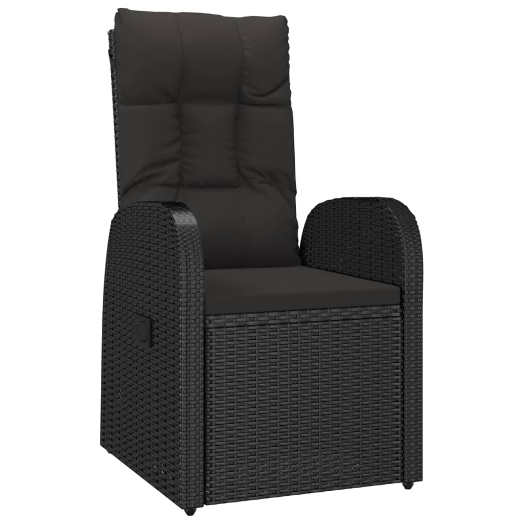 Set Da Pranzo Da Giardino 5 Pz Nero Con Cuscini In Polyrattan - Image 5