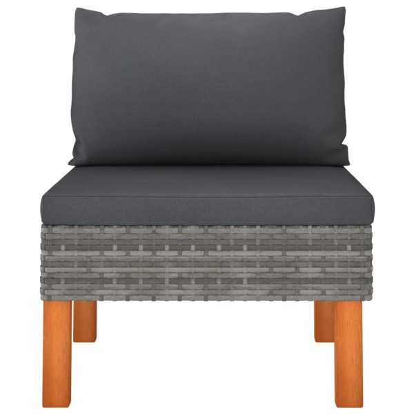 Divani Centrali 3 Pz Polyrattan E Legno Massello Di Eucalipto - Image 4