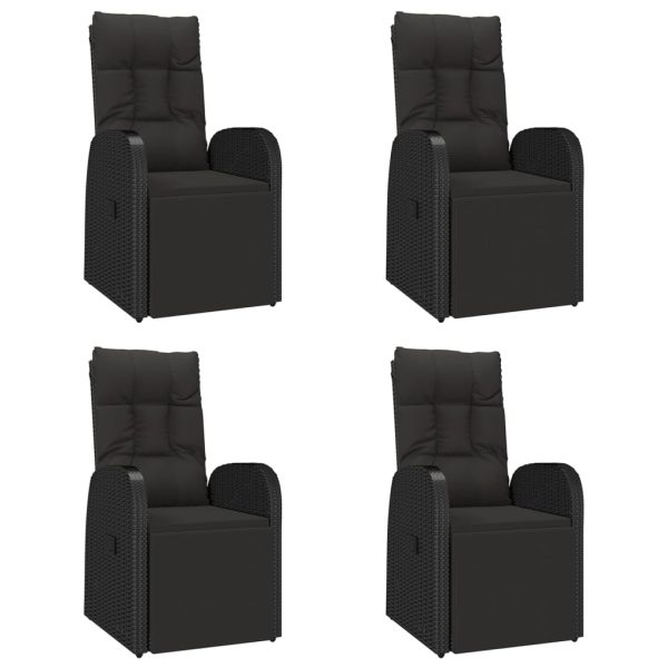 Set Pranzo Giardino 5pz Nero Polyrattan Legno Massello Acacia - Image 4