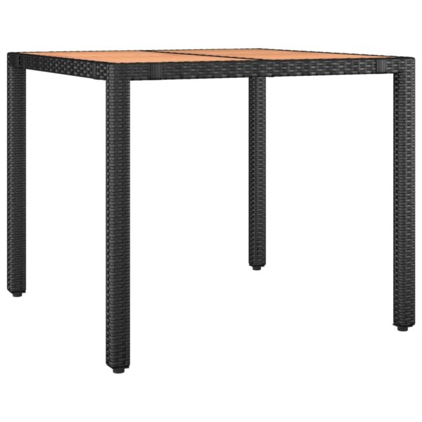 Set Pranzo Giardino 5pz Nero Polyrattan Legno Massello Acacia - Image 6