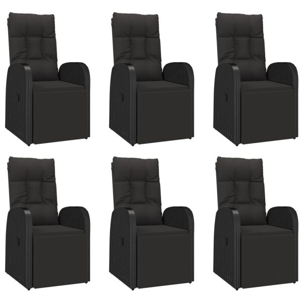 Set Pranzo Giardino 7pz Nero Polyrattan E Legno Massello Acacia - Image 4