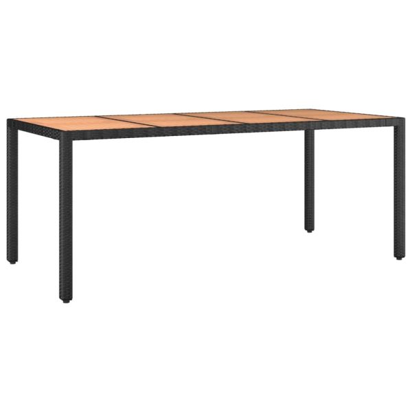 Set Pranzo Giardino 7pz Nero Polyrattan E Legno Massello Acacia - Image 6