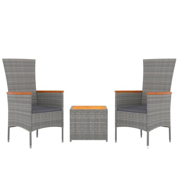 Set Mobili Giardino 3pz Grigio Polyrattan Legno Massello Acacia - Image 3