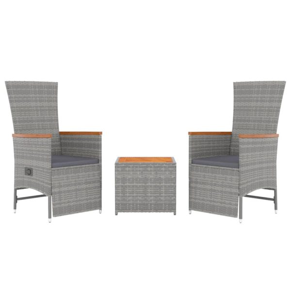 Set Mobili Giardino 3pz Grigio Polyrattan Legno Massello Acacia - Image 3
