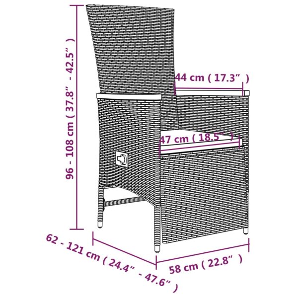 Set Mobili Giardino 3pz Grigio Polyrattan Legno Massello Acacia - Image 6