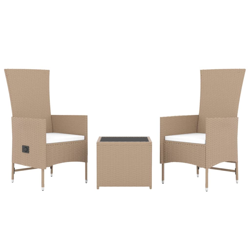 Set Mobili Da Giardino 3 Pz Beige Polyrattan E Acciaio - Image 3