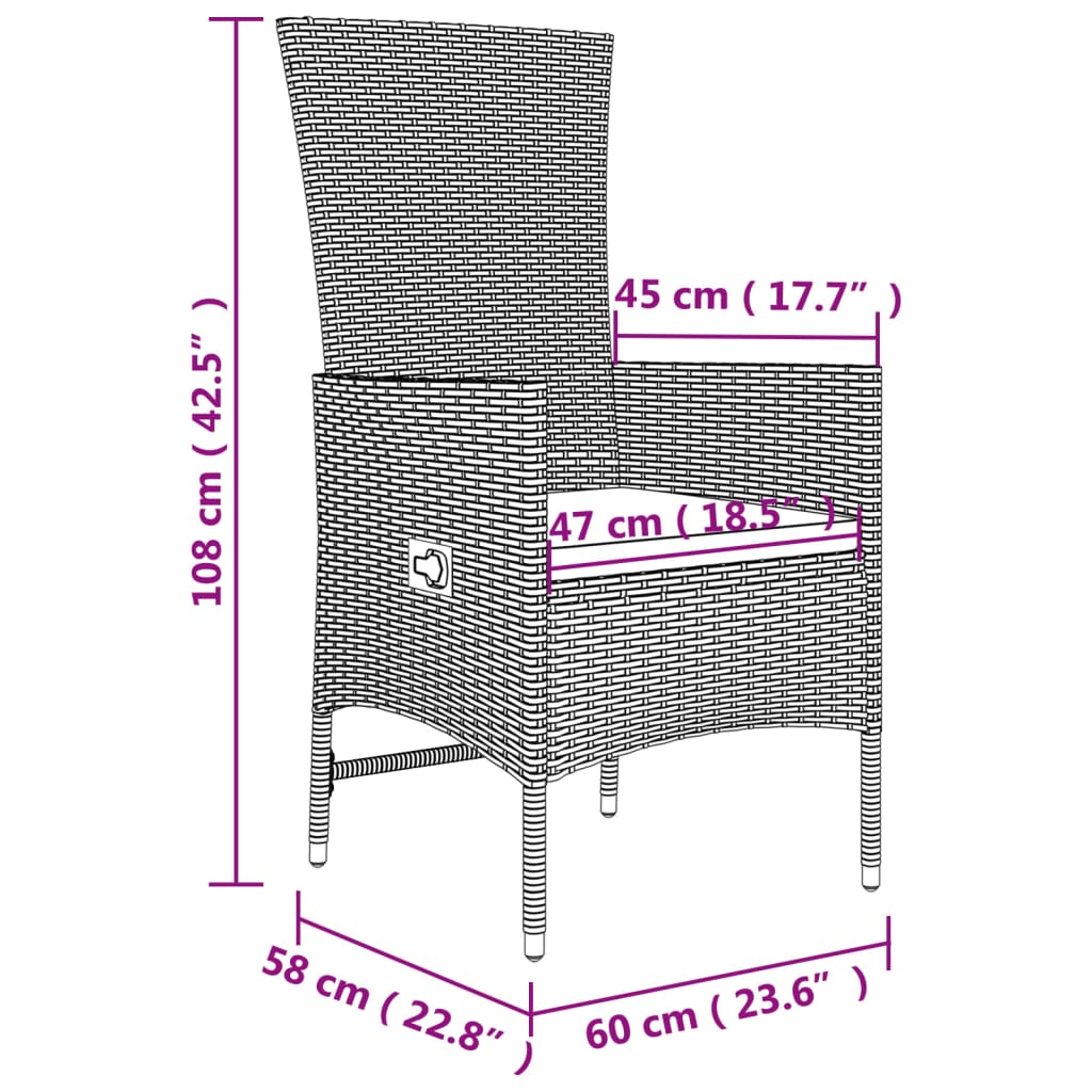 Set Mobili Da Giardino 3 Pz Beige Polyrattan E Acciaio - Image 6