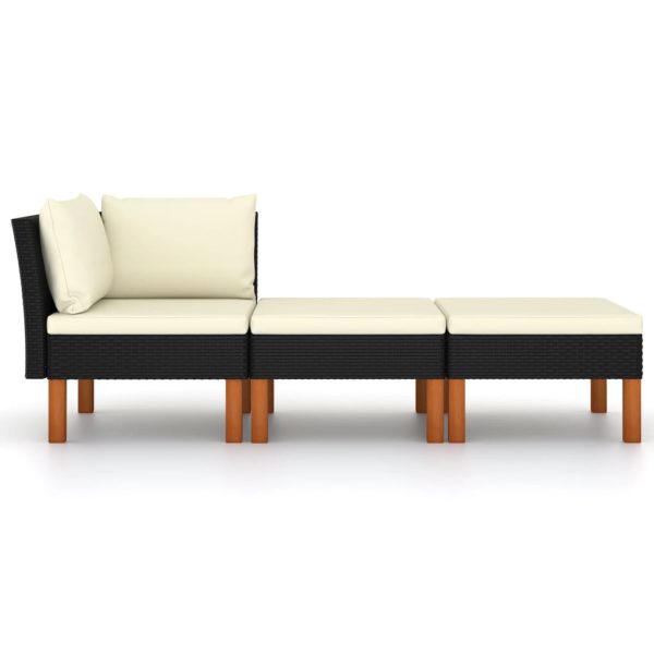 Set Di Divani Da Giardino 3 Pz Polyrattan Massello Di Eucalipto - Image 2