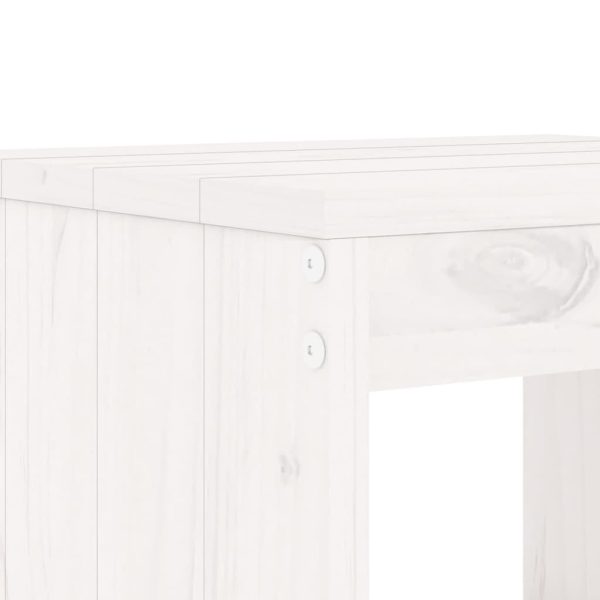 Set Bar Da Giardino 3 Pz Bianco In Legno Massello Di Pino - Image 5