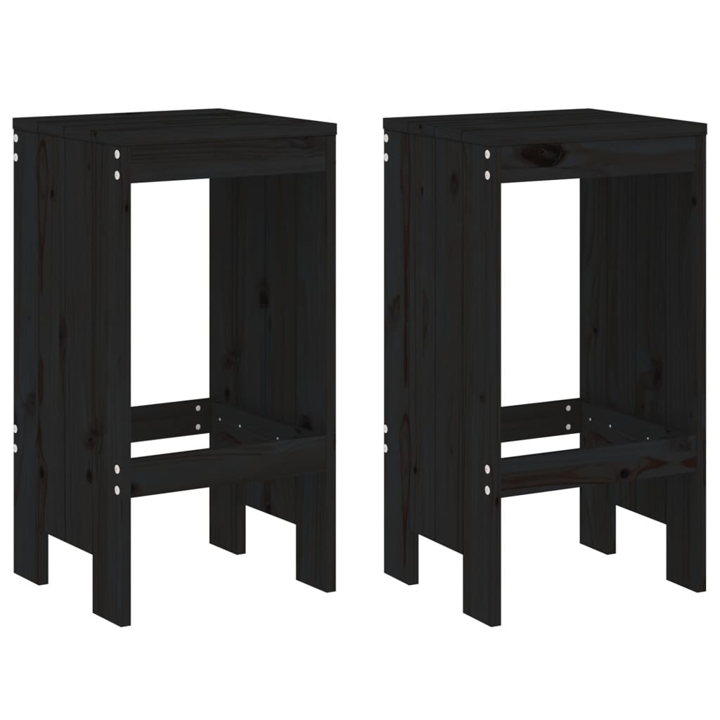 Set Bar Da Giardino 3 Pz Nero In Legno Massello Di Pino - Image 3