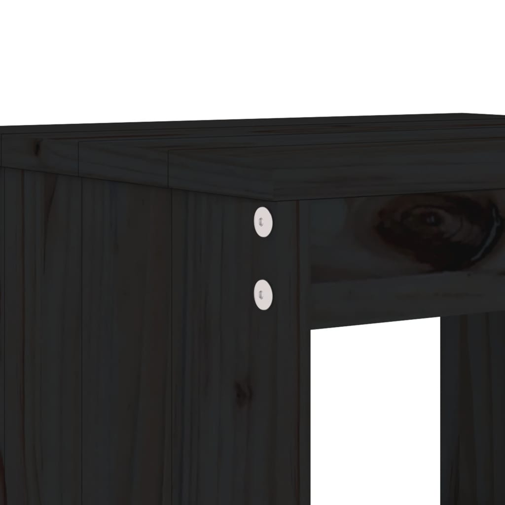 Set Bar Da Giardino 3 Pz Nero In Legno Massello Di Pino - Image 5