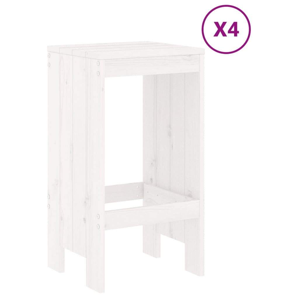 Set Bar Da Giardino 5 Pz Bianco In Legno Massello Di Pino - Image 3