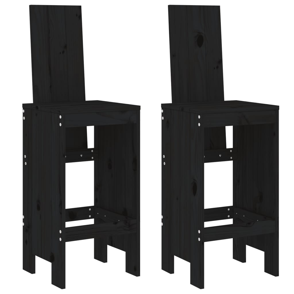 Set Bar Da Giardino 3 Pz Nero In Legno Massello Di Pino - Image 3