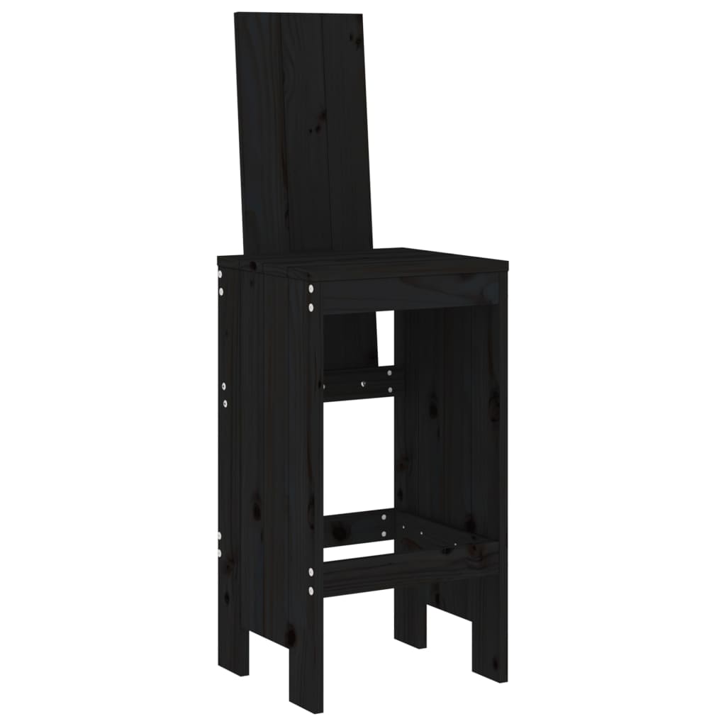 Set Bar Da Giardino 3 Pz Nero In Legno Massello Di Pino - Image 4