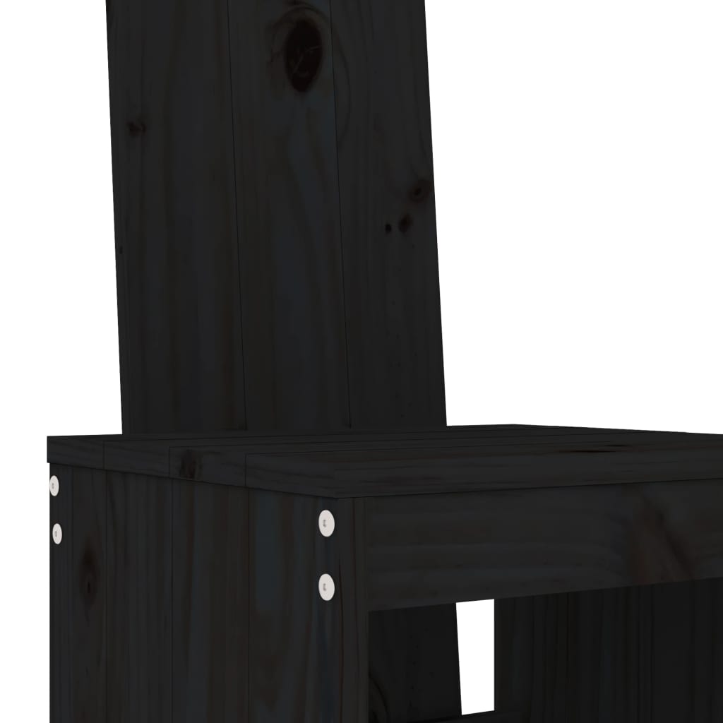 Set Bar Da Giardino 3 Pz Nero In Legno Massello Di Pino - Image 5