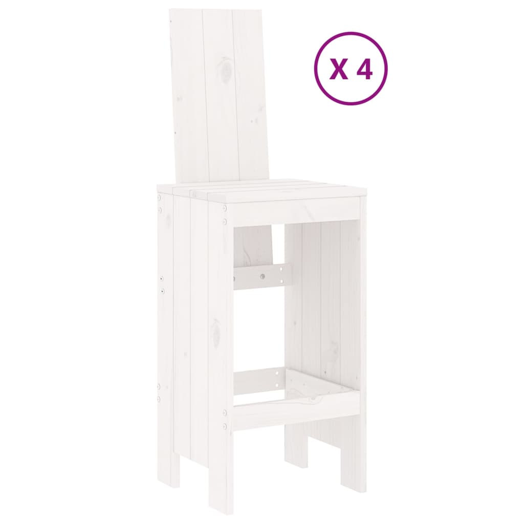 Set Bar Da Giardino 5 Pz Bianco In Legno Massello Di Pino - Image 3