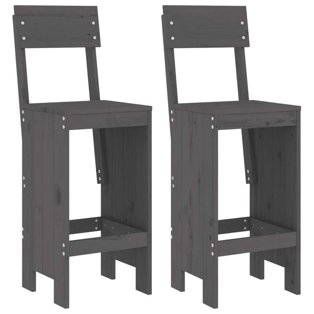 Set Bar Da Giardino 3 Pz Grigio In Legno Massello Di Pino - Image 3