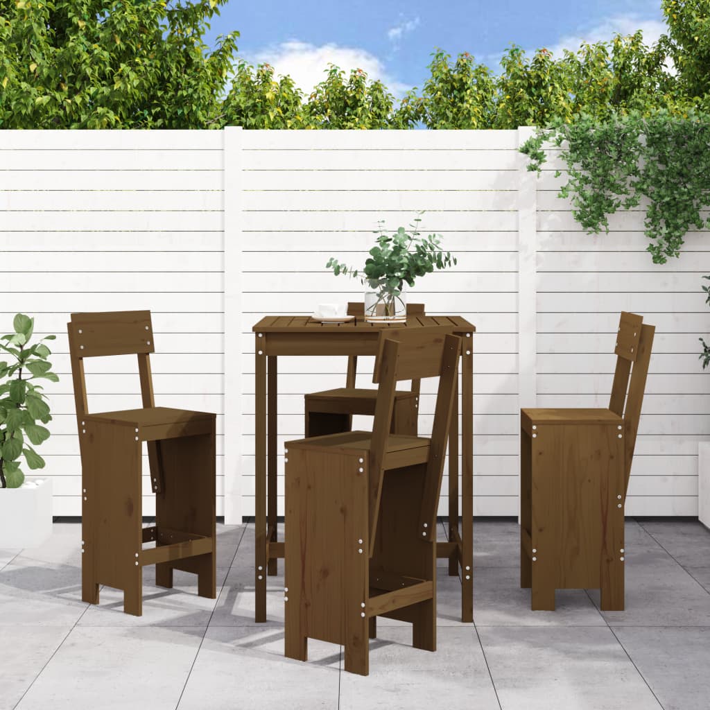 Set Bar Da Giardino 5 Pz Ambra In Legno Massello Di Pino