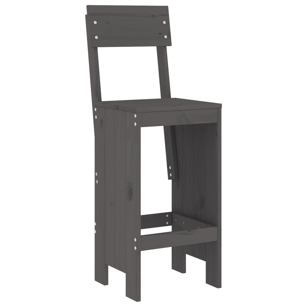 Set Bar Da Giardino 5 Pz Grigio In Legno Massello Di Pino - Image 4