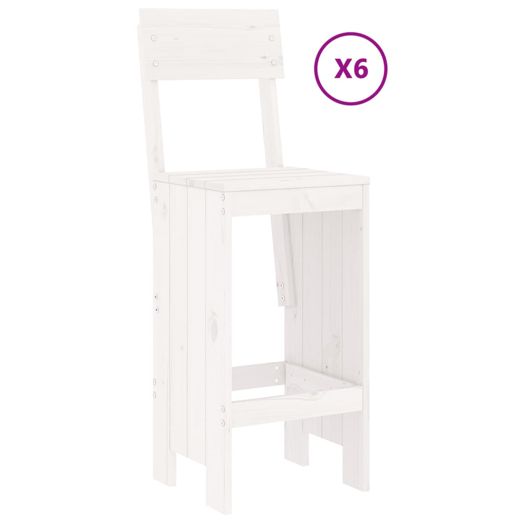 Set Bar Da Giardino 7 Pz Bianco In Legno Massello Di Pino - Image 3