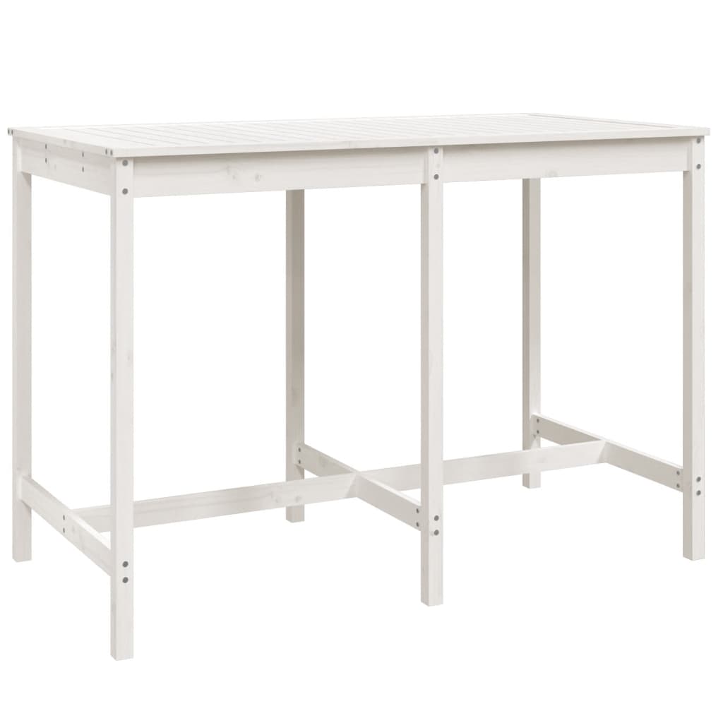 Set Bar Da Giardino 7 Pz Bianco In Legno Massello Di Pino - Image 6