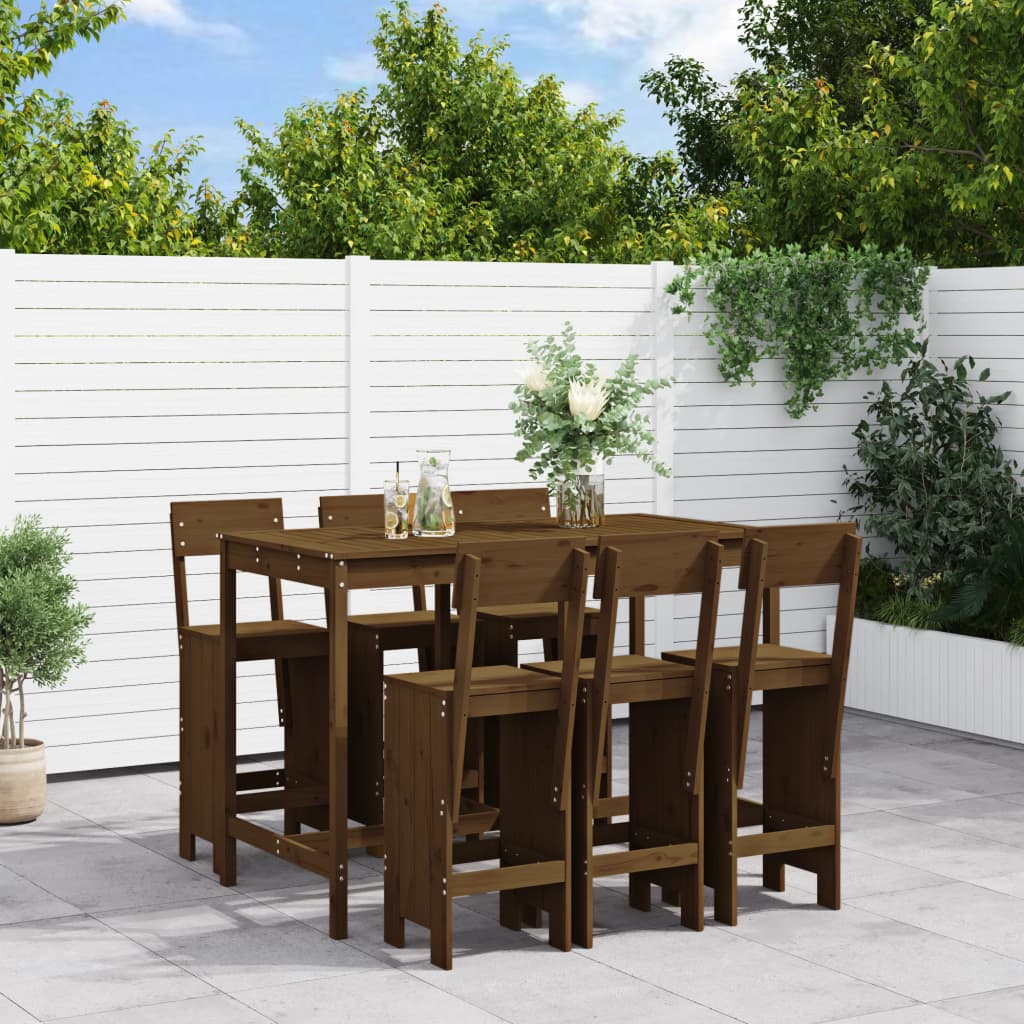 Set Bar Da Giardino 7 Pz Ambra In Legno Massello Di Pino