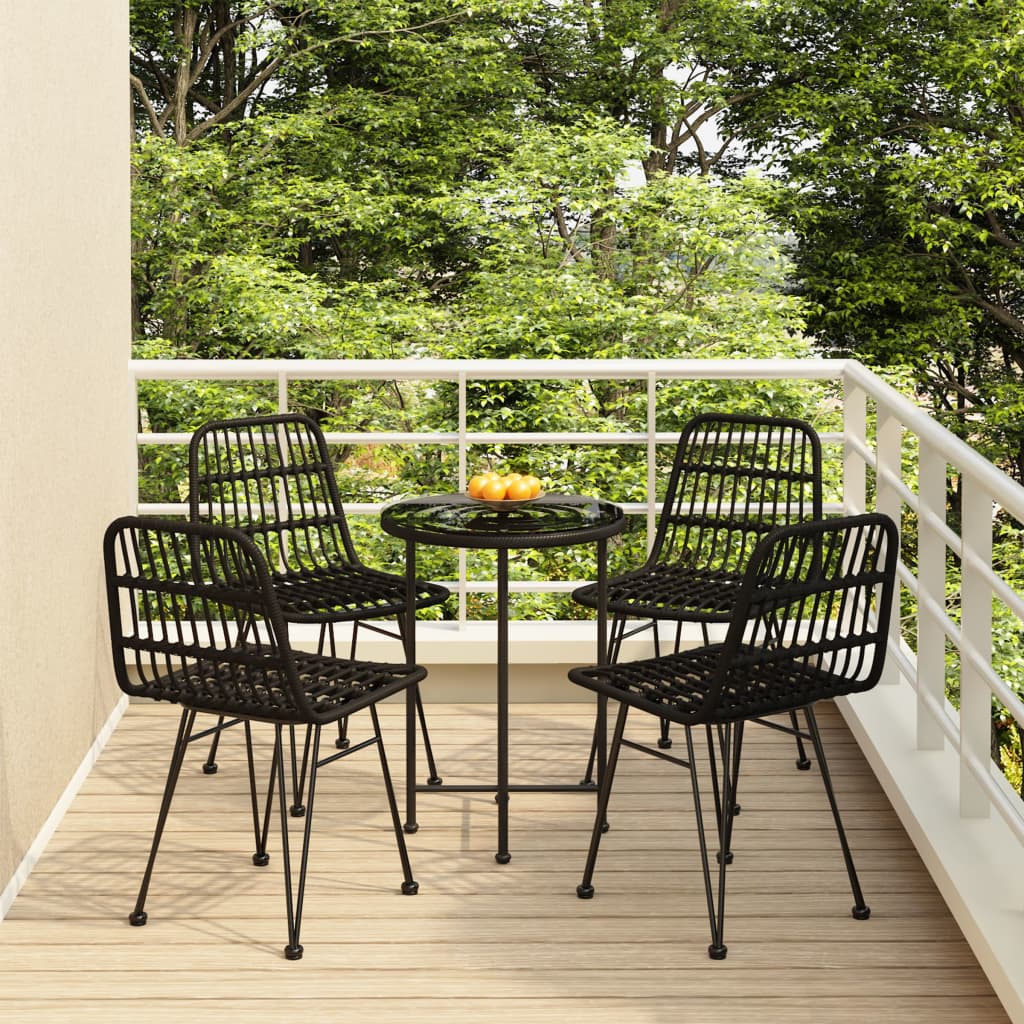 Set Da Pranzo Da Giardino 5 Pz Nero In Polyrattan