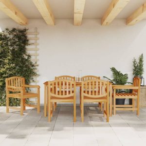 Set Da Pranzo Da Giardino 7 Pz In Legno Massello Di Teak