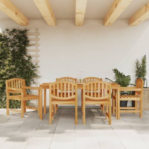 Set Da Pranzo Da Giardino 7 Pz In Legno Massello Di Teak