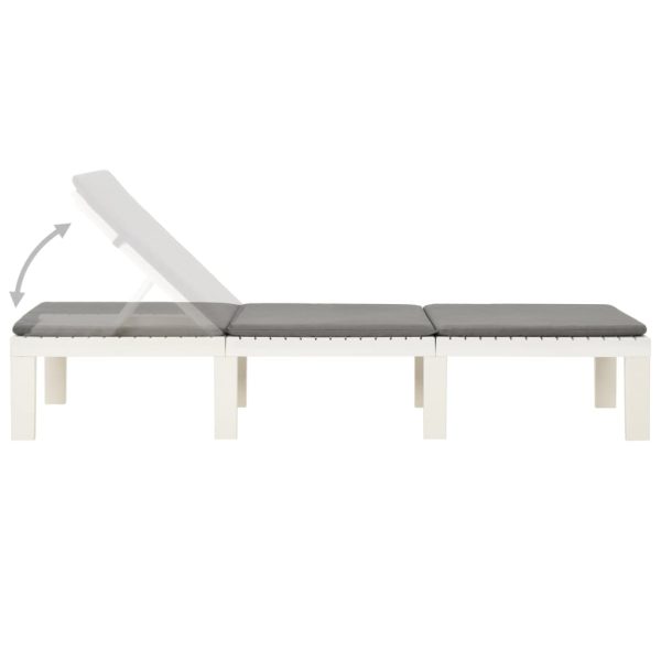 Lettino Prendisole Con Cuscino Plastica Bianco - Image 6