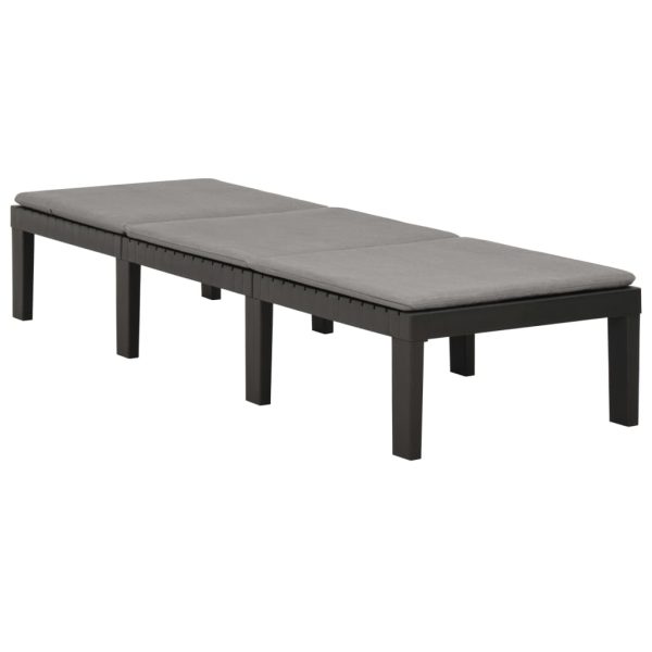 Lettino Prendisole Con Cuscino In Plastica Antracite - Image 3