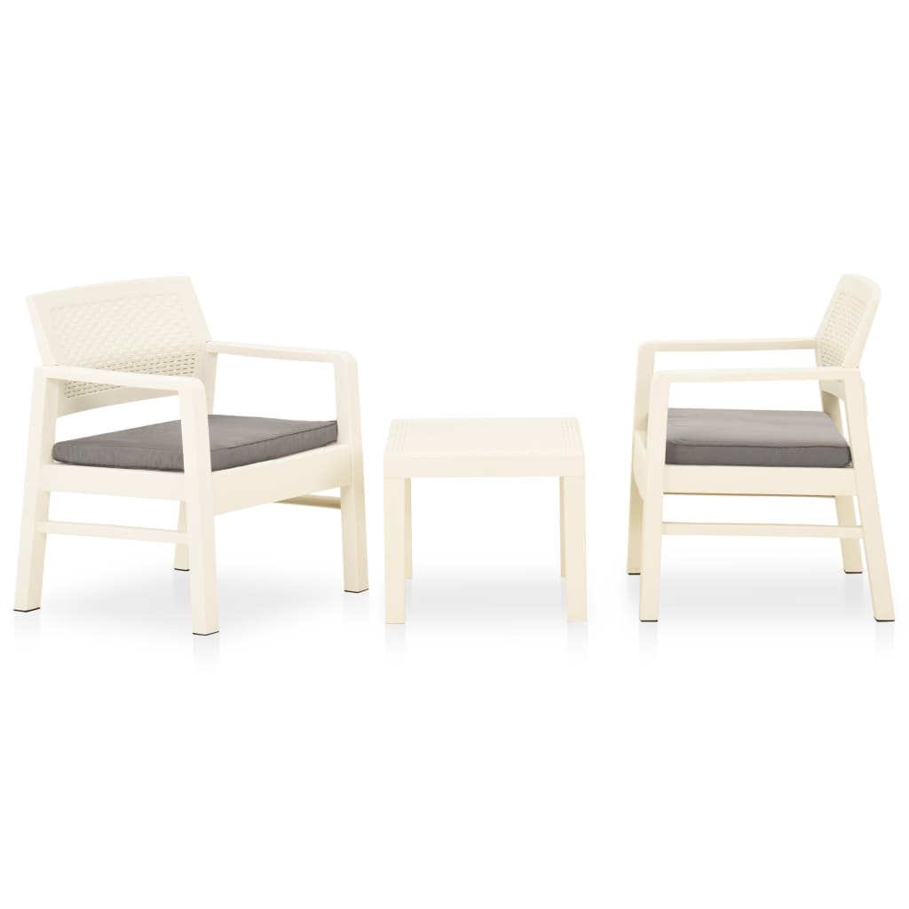 Set Divani Da Giardino Con Cuscini 3 Pz In Plastica Bianco