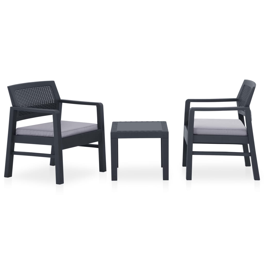 Set Divani Da Giardino Con Cuscini 3 Pz In Plastica Grigio