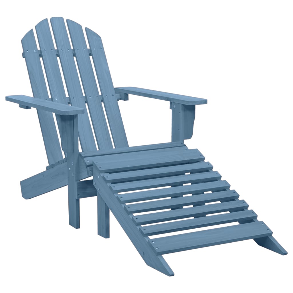 Sedia Giardino Adirondack Con Ottomana Massello Di Abete Blu