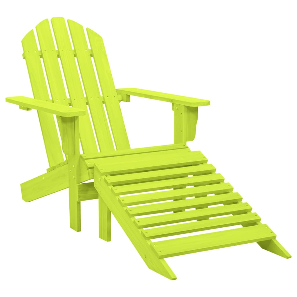 Sedia Giardino Adirondack Con Ottomana Massello Di Abete Verde