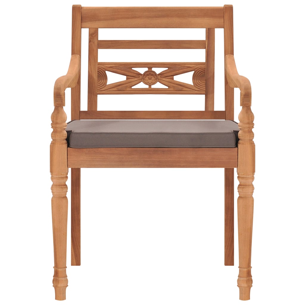 Sedie Batavia 2 Pz Con Cuscini Grigio Scuro In Massello Di Teak - Image 3