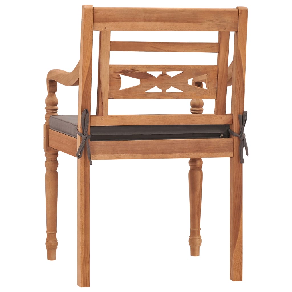 Sedie Batavia 2 Pz Con Cuscini Grigio Scuro In Massello Di Teak - Image 5