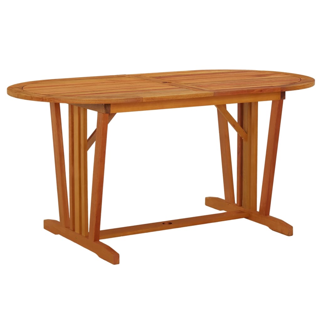 Tavolo Da Giardino 160x85x75 Cm In Legno Massello Di Eucalipto