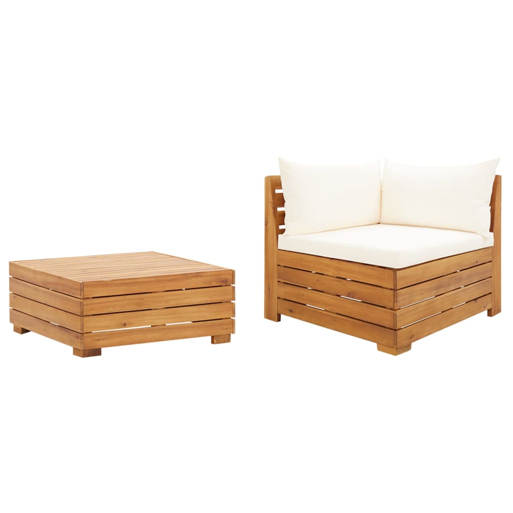 Set Divani Da Giardino 2 Pz Con Cuscini In Massello Di Acacia