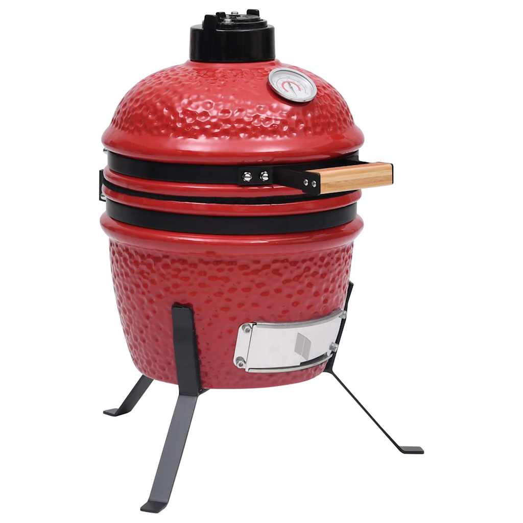 Barbecue Affumicatore 2 In 1 Kamado In Ceramica 56 Cm Rosso