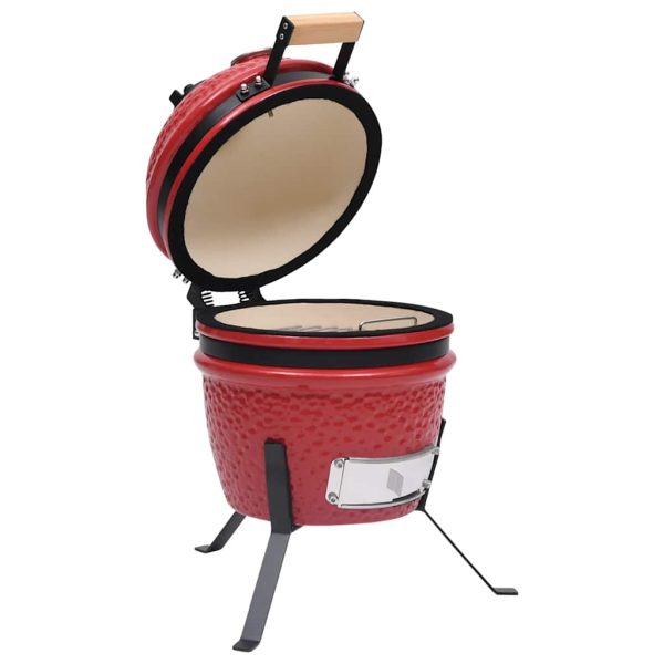 Barbecue Affumicatore 2 In 1 Kamado In Ceramica 56 Cm Rosso - Image 4