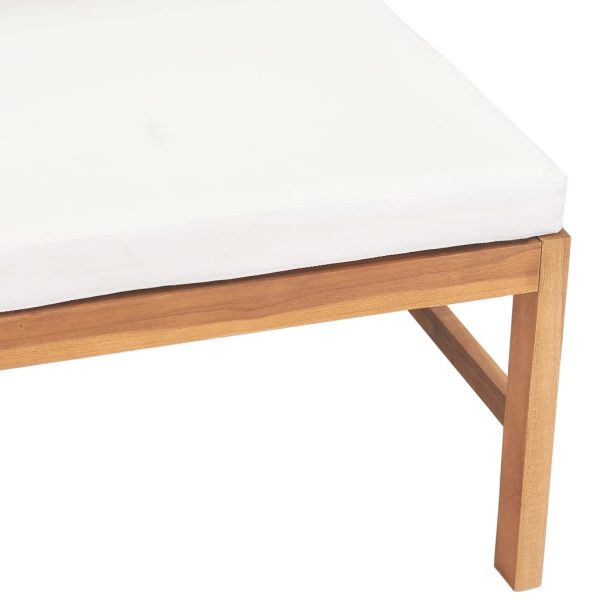 Divano Centrale Con Cuscini Crema In Legno Massello Di Teak - Image 5