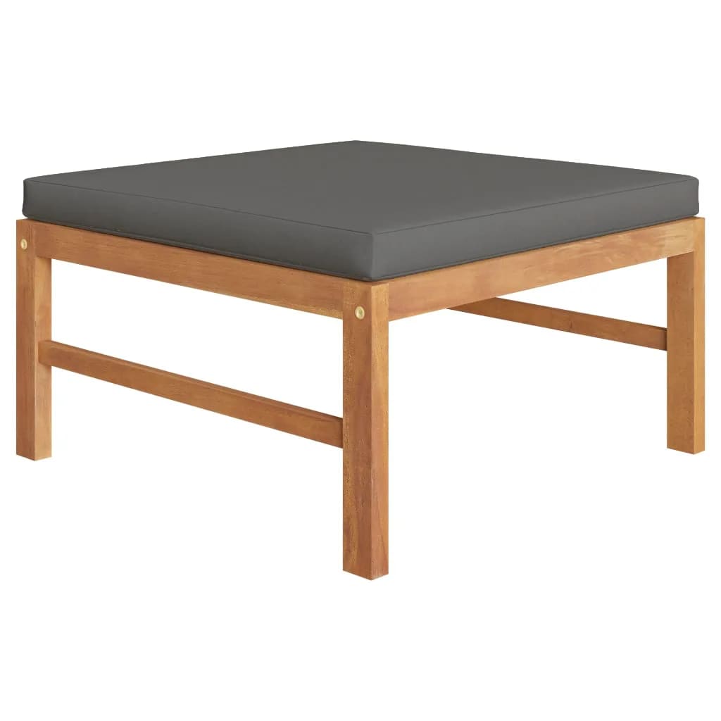 Set Divani Giardino 3 Pz Cuscini Grigio Scuro In Legno Di Teak - Image 4
