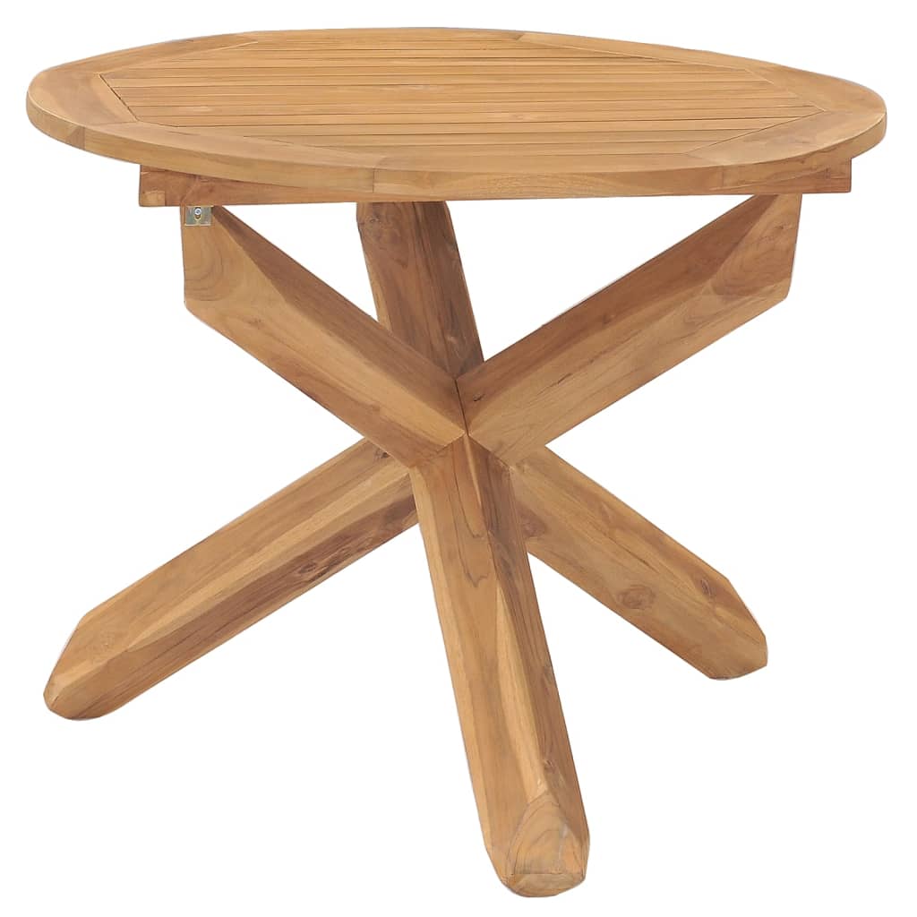 Tavolo Da Pranzo Da Giardino Ø90x75 Cm In Massello Di Teak