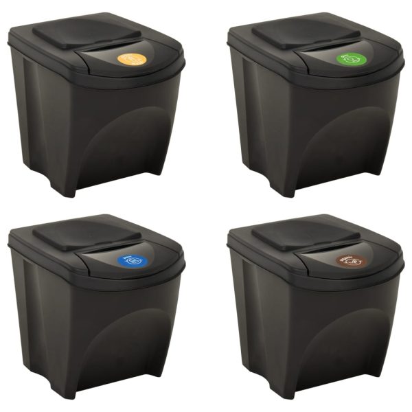 Cestini Per Rifiuti Impilabili 4 Pz Antracite 100 L - Image 3