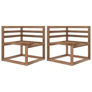 Divani Angolari Pallet Da Giardino 2 Pz Marrone Pino Impregnato