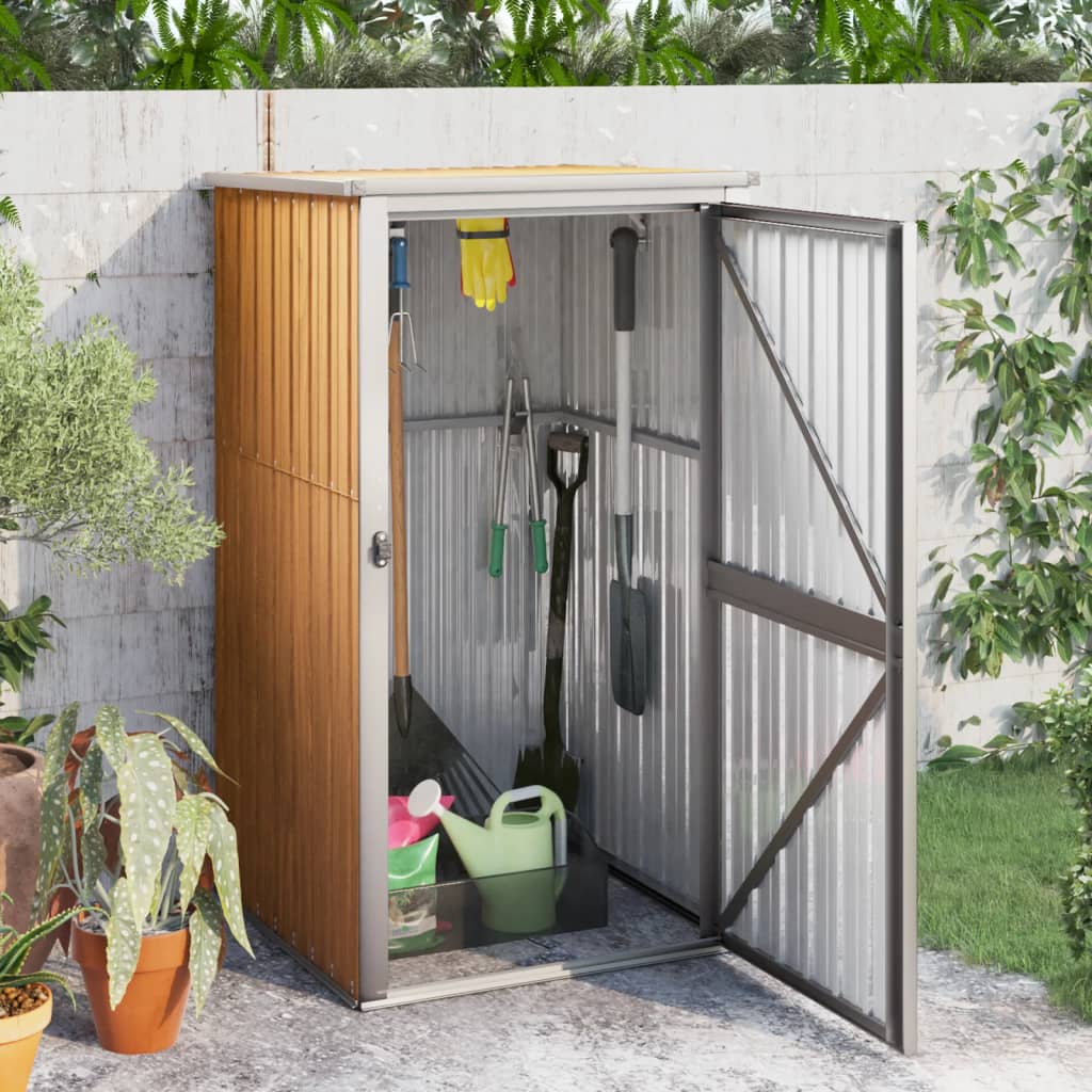 Capanno Per Attrezzi Marrone 88x89x161 Cm In Acciaio Zincato