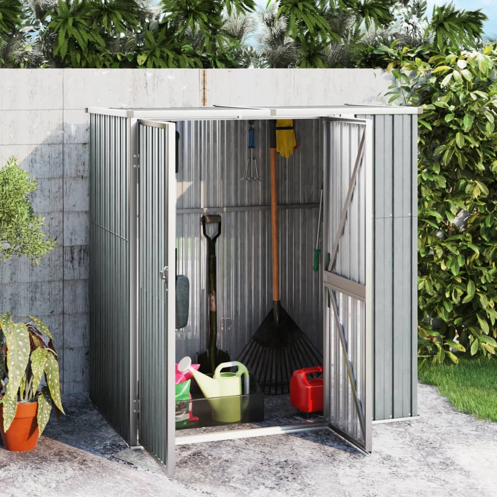 Capanno Per Attrezzi Grigio 161x89x161 Cm In Acciaio Zincato