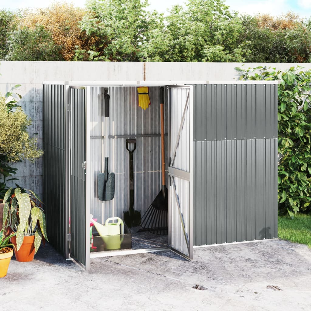 Capanno Per Attrezzi Grigio 225x89x161 Cm In Acciaio Zincato